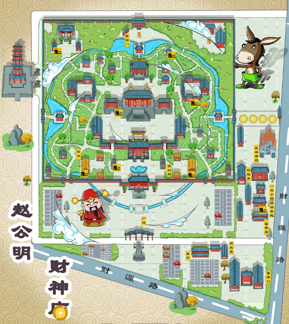 枣强寺庙类手绘地图